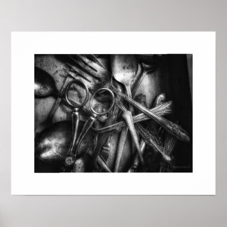 Black and White Implements of the Everyday Poster