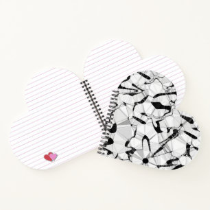 Black and White in Motion Heart Shaped Notebook