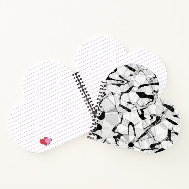 Black and White in Motion Heart Shaped Notebook (Inside)