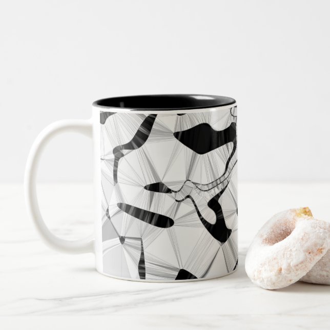 Black and White in Motion Two Tone Mug  (With Donut)