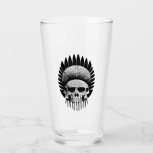 Black And White Indian Skull Glass