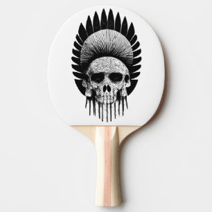 Black And White Indian Skull Ping Pong Paddle