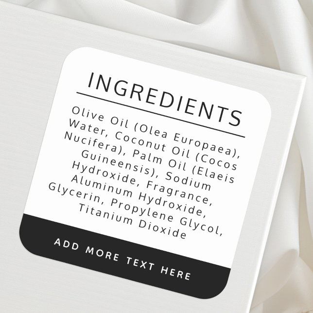 Black and white ingredient listing product label (Black and white ingredient listing product label)
