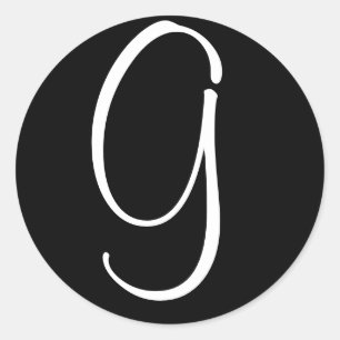 Black and White Initial G - Customise - Customised Classic Round Sticker