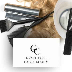 Black and White Initial Monogram Salon Business Card