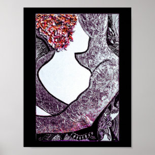 Black and white Interracial couple hugging artwork Poster