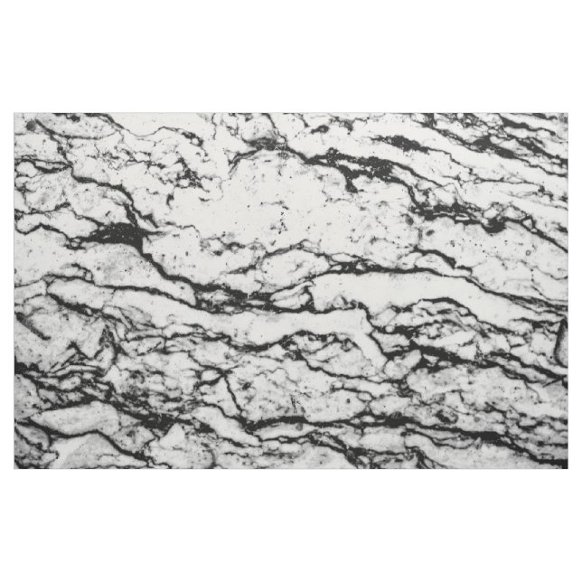 Black and White Intricate Marble Stone Pattern Fabric (Yard)