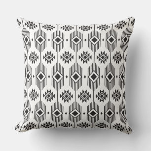 Black and white Irate tribal pattern Cushion