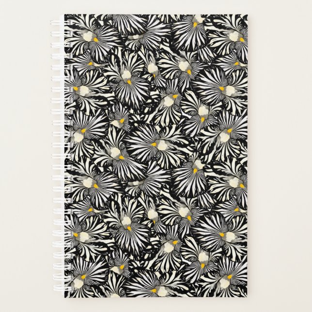 Black and white iris flower planner (Front)