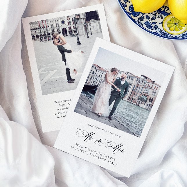 Black and White Italian Elegance | Photo Wedding  Announcement (Creator Uploaded)