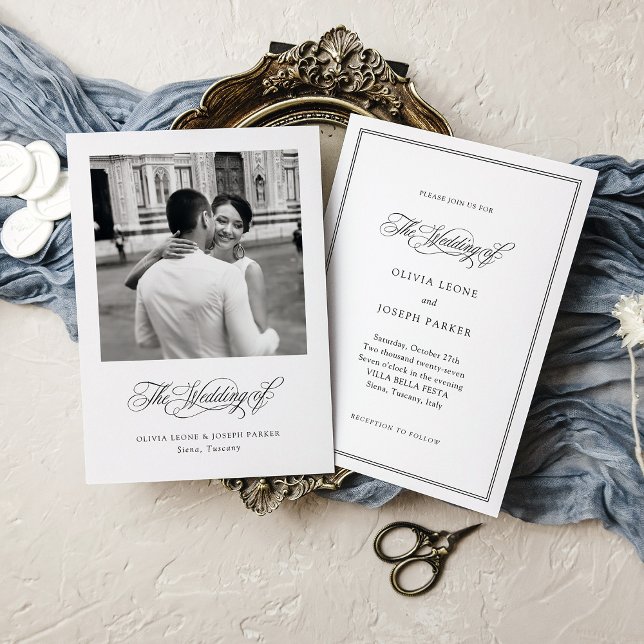 Black and White | Italian Elegance Photo Wedding Invitation (Creator Uploaded)