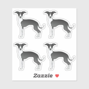 Black And White Italian Greyhound Cartoon Dogs