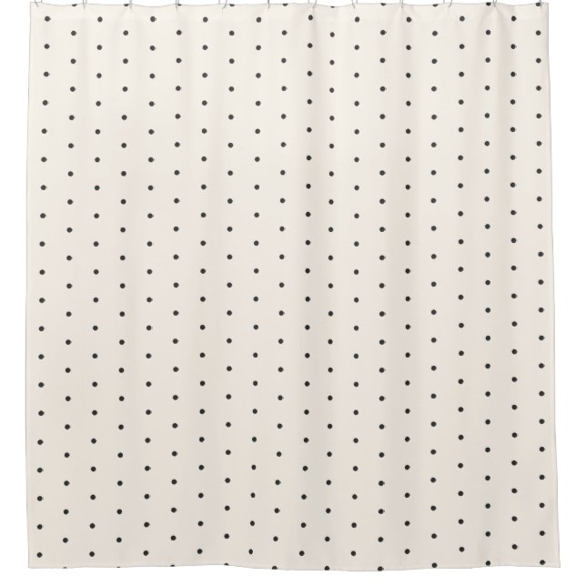 Black and White Ivory Polka Dot Pattern Retro  Shower Curtain (Front)