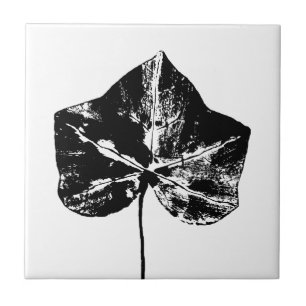 Black and White Ivy Leaf Print Tile