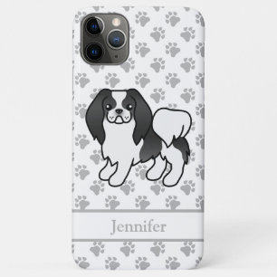 Black And White Japanese Chin Cartoon Dog & Name Case-Mate iPhone Case