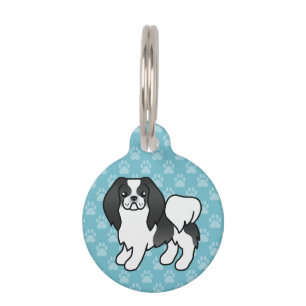 Black And White Japanese Chin Cartoon Dog Pet Tag
