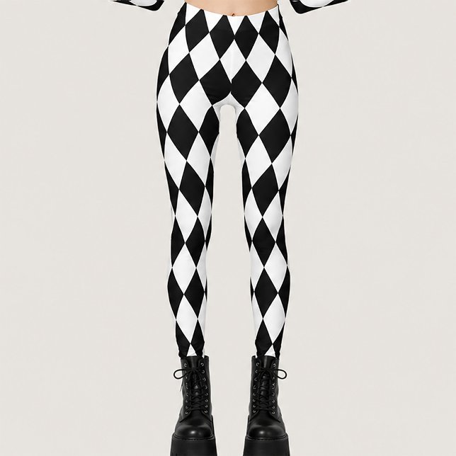 Black and white jester diamond gothic leggings (Creator Uploaded)