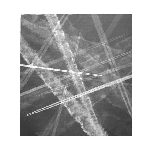 Black and white Jet Trails Notepad (Front)
