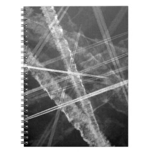 Black and white Jet Trails Spiral Notebook