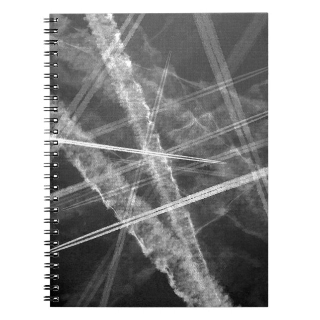 Black and white Jet Trails Spiral Notebook (Front)