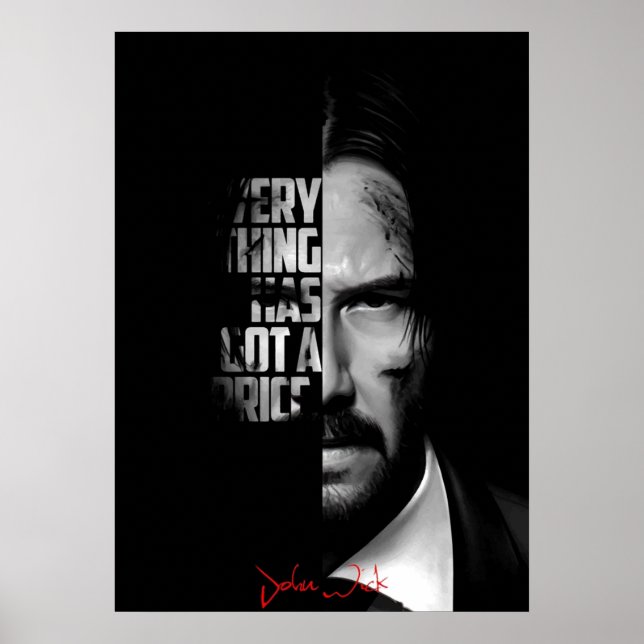 Black and white John Wick quote Poster (Front)