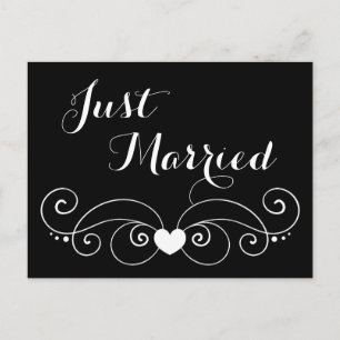 Black And White Just Married Wedding Announcement
