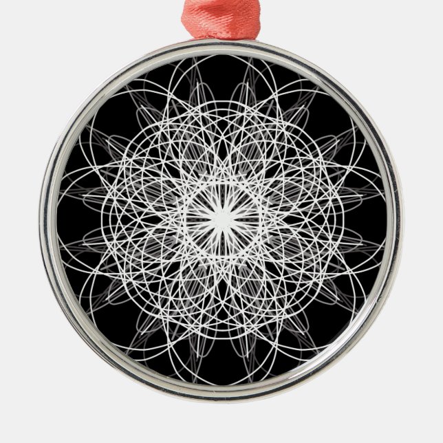 Black and White Kaleidoscope Flower Star Metal Tree Decoration (Front)