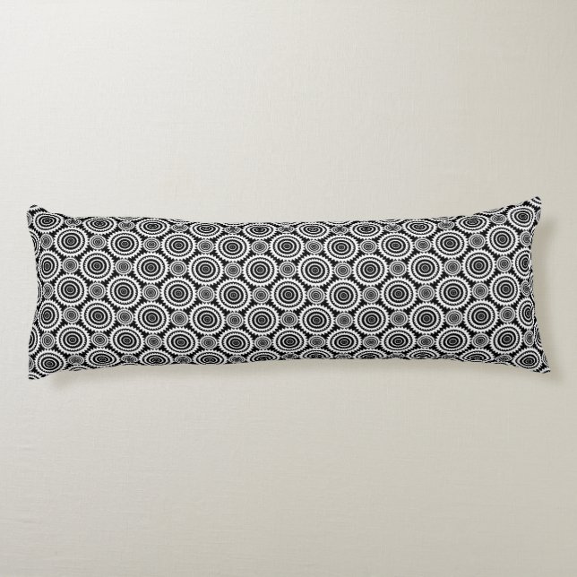 Black and White Kaleidoscope Pattern Modern Art Body Cushion (Back)