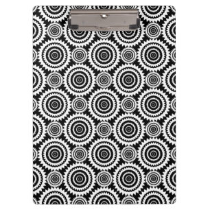 Black and White Kaleidoscope Pattern Modern Art Clipboard