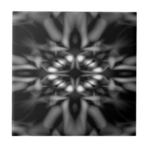 Black and white kaleidoscope pattern tile