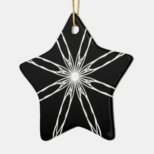 Black and White Kaleidoscope Star Ceramic Tree Decoration
