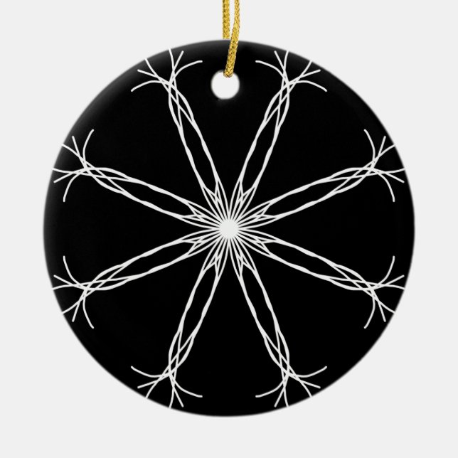 Black and White Kaleidoscope Star Ceramic Tree Decoration (Front)