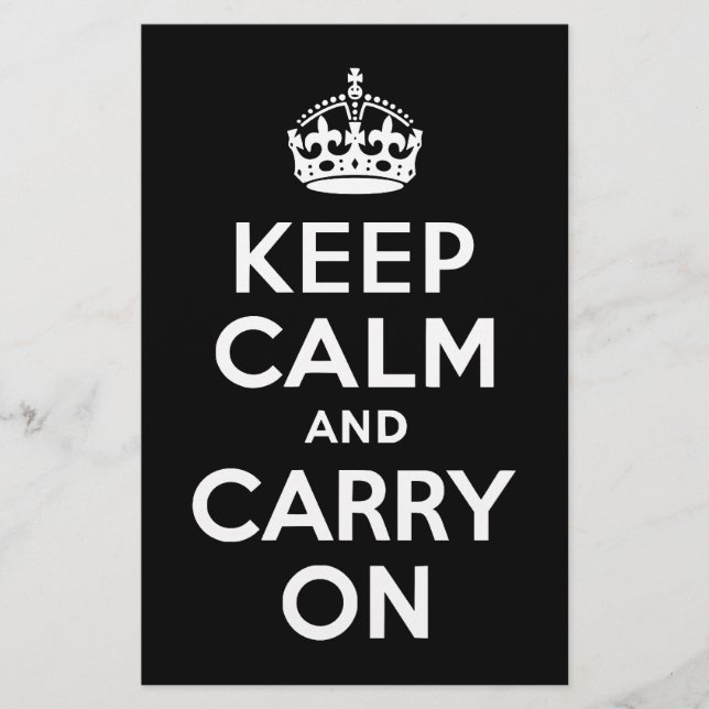 Black and White Keep Calm and Carry On (Front)