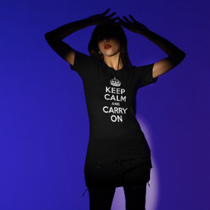 Black and White Keep Calm and Carry On T-Shirt