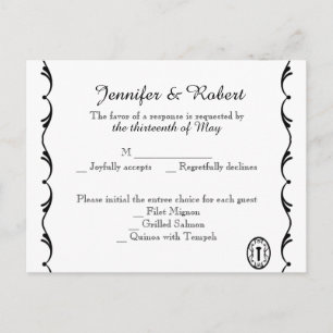 Black and White Key RSVP Postcard