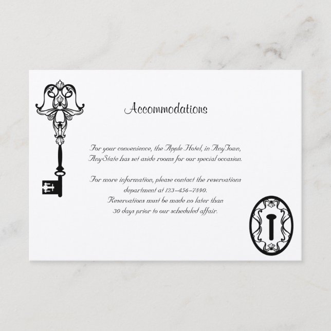 Black and White Key Wedding Insert (Front)
