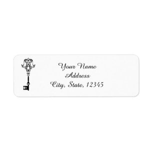 Black and White Key Wedding Label
