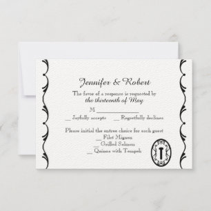 Black and White Key Wedding Response Card