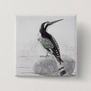 Black and White Kingfisher 15 Cm Square Badge