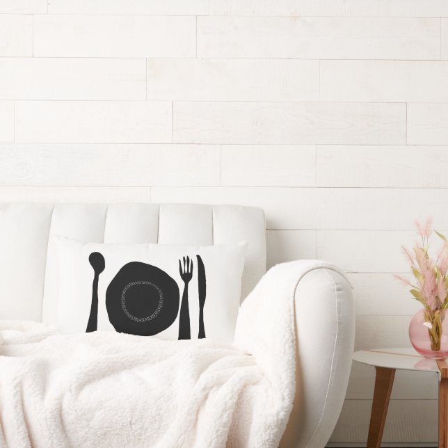 Black and White Kitchen Art Lumbar Cushion (Couch)