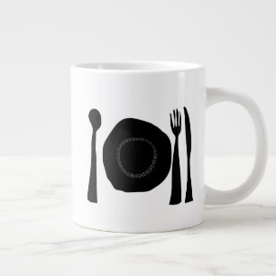 Black and White Kitchen Utensils Large Coffee Mug