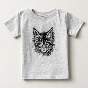 Black and White Kitten Face Baby T-Shirt