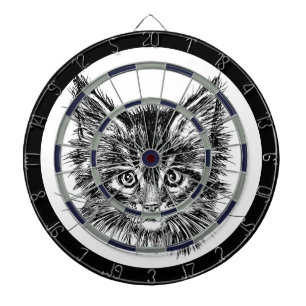 Black and White Kitten Face Dartboard