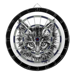 Black and White Kitten Face Dartboard
