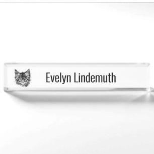 Black and White Kitten Face  Personal Nameplate