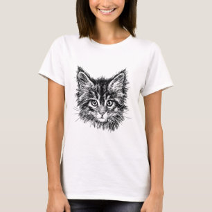 Black and White Kitten Face T-Shirt