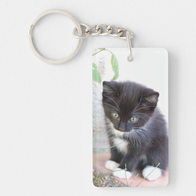 Black and White Kitten Key Ring (Front)