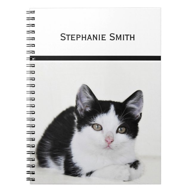 Black and White Kitten Spiral Notebook (Front)