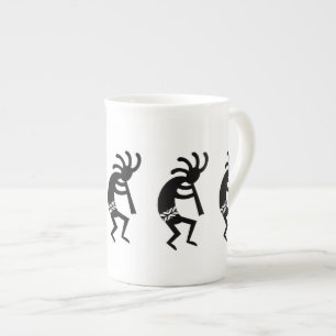 Black And White Kokopelli Southwest Bone China Mug