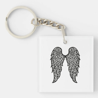 Black and White Lace Archangel Wings – Elegant Ang Key Ring